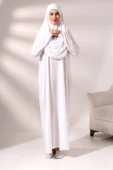 Tek Parça Namaz Elbisesi - Beyaz - 5015 - 4
