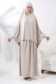 İki Parça Pratik Namaz Elbisesi 8016 Krem thumbnail 1