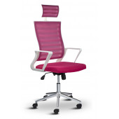 Asbir Mobilya Ceo Fileli Başlıklı Metal Ayaklı Çalışma Koltuğu Ofis Sandalyesi Pembe - 2