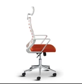 Asbir Mobilya Ceo Fileli Başlıklı Metal Ayaklı Çalışma Koltuğu Ofis Sandalyesi Turuncu - 3