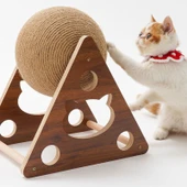 Ahşap Ipli Kedi Oyuncagi Topu - 1
