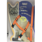 TİNEKE Kedi Göğüs Tasması Ve Gezdirme Seti No: 110 Turuncu - 1