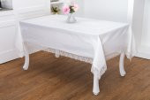 Finezza Gilda Lüx Dantelli Simli Kumaş Krem Masa Örtüsü  160x220 cm -1468 - 1