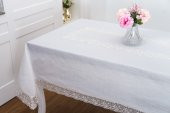 Finezza Gilda Lüx Dantelli Simli Kumaş Krem Masa Örtüsü  160x220 cm -1468 - 2