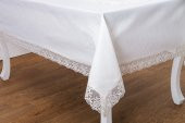 Finezza Gilda Lüx Dantelli Simli Kumaş Krem Masa Örtüsü  160x220 cm -1468 - 5