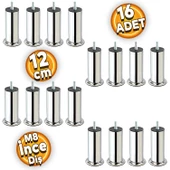 Mobilya Kanepe Koltuk Baza Yatak Çekyat Yükseltme Ayağı M8 Ince Diş Metal Ayakları 12 Cm 16 Adet - 1