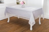 Finezza Gilda Lüx Dantelli Simli Kumaş Gri Masa Örtüsü  160x220 cm -1469 - 1