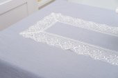 Finezza Gilda Lüx Dantelli Simli Kumaş Gri Masa Örtüsü  160x220 cm -1469 - 3