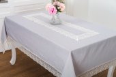 Finezza Gilda Lüx Dantelli Simli Kumaş Gri Masa Örtüsü  160x220 cm -1469 - 5