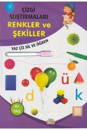 Çizgi Alıştırmaları Renkler Ve Şekiller Yaz Çiz Sil Ve Öğren Kalem Hediyeli - 1