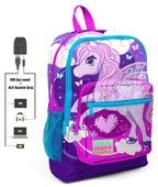 Coral High Mavi Unicorn Baskılı Okul Çantası ve Beslenme Çantası Seti - Kız Çocuk - USB Soketli thumbnail 2