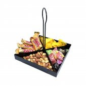 Tek Katlı Dekoratif Metal Çerezlik, Peynir Sunum Servis Tabağı - Lokumluk -Makaron, Pankek Ve Tatlı Sunum Standı SİYAH - 5