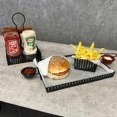 Metal Cafe, Restaurant, Ev, Ofis Sunum Tepsisi, Cafe ve Restaurant Burger Sunum Tepsisi Sofra, Masa Ekipman MODEL-1 SİYAH - 1