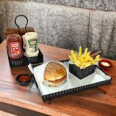 Metal Cafe, Restaurant, Ev, Ofis Sunum Tepsisi, Cafe ve Restaurant Burger Sunum Tepsisi Sofra, Masa Ekipman MODEL-1 SİYAH - 6