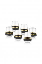 The Mia Glow Su Bardağı Kısa Siyah Gold 6lı GLW0003 - 1