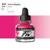 Daler Rowney Fw Acrylic Artisits Ink 29.5 ml Damlalıklı Cam Şişe Procces Magenta 412 - 1