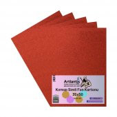 Kırmızı Simli Karton 35x50 5 Adet Artlantis Simli Karton Kırmızı 5 Adet 35*50 - 1