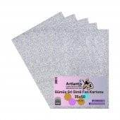 Gümüş Gri Simli Karton 35x50 5 Adet Artlantis Simli Karton Gri Gümüş 5 Adet 35*50 - 1