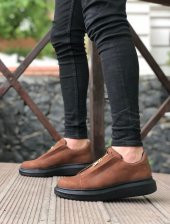 BA0310 BOA Kalın Yüksek Taban Fermuarlı Taba Siyah Erkek Ayakkabı thumbnail 2