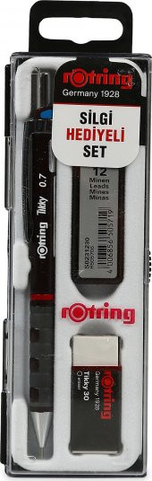 Rotring Tikky Okul Seti 0.7 mm Bordo Versatil Kalem + Silgi + Uç - 1