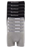 10 adet Feelline Siyah ve Gri Pamuklu Doğal Likralı Erkek Boxer - 1