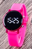 Fuşya Renk Kız Çocuk Saati Led Watch Hediye Bileklik Kol Saat ST-304313 - 1