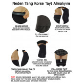 Korse Tayt Siyah Kadın Tayt Göbek Basen Toparlayıcı Tayt Doğum Sonrası Korsesi Spor Taytı - 7