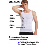 Erkek Korse Atlet Beyaz Bel Korsesi 2 Beden İnceltici Dik Duruş Yardımcısı Toparlayıcı Atlet Korse - 4