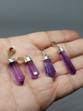 Florit Taşı Mor 925 Ayar Gümüş Aparatlı Kolye Ucu thumbnail 1