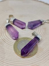 Florit Taşı Mor 925 Ayar Gümüş Aparatlı Kolye Ucu thumbnail 2