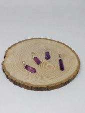 Florit Taşı Mor 925 Ayar Gümüş Aparatlı Kolye Ucu thumbnail 3