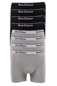 8 adet Feelline Siyah ve Gri Pamuklu Doğal Likralı Erkek Boxer - 1