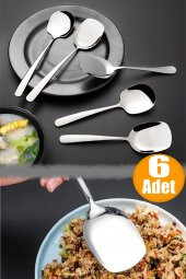 Servis Kaşığı Seti 6 Lı Set Paslanmaz Çelik Lüx Yemek Salata Börek Pasta Fırın Tavuk Servis Kaşığı - 1