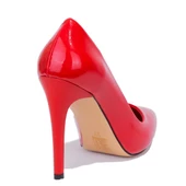 Dagoster DZA07-388460 Kırmızı Rugan Stiletto Topuklu Kadın Ayakkabı - 4