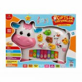 Çiftlik Hayvanları Sesli ve Işıklı İnek Piyano - Pembe - 2