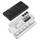 KNY Samsung Galaxy S23 Kılıf El Tutmalı Standlı Karbon Band Kapak Siyah - 4