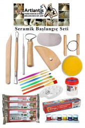 Seramik Başlangıç Boyama Seti 24 Parça 1 Paket Kil Hamuru Fırça Palet Akrilik Boya Modelaj Modelleme Heykel Ebeşuar - 1