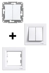 Schneider Asfora Beyaz İkili Anahtar (Çercevelidir) thumbnail 1