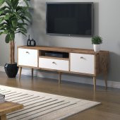 Mbes Mobilya Beyza Ahşap Ayaklı 140 Cm Atlantik  Beyaz Tv Sehbası - 1