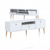 Mbes Mobilya Beyza Ahşap Ayaklı 140 Cm Beyaz Tv Sehbası - 3