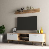 Mega 180 lik L Raflı Tv Ünitesi Çam-Beyaz  - TVU0103 - 1