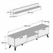 Mega 180 lik L Raflı Tv Ünitesi Çam-Beyaz  - TVU0103 - 4