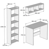 Çalışma Masası Raflı Kitaplıklı Beyaz - CLM0301 - 3