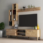 Mega 180 lik Kitaplıklı Raflı Tv Ünitesi Çam - TVU0302 - 1