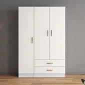 3 Kapılı İki Çekmeceli Geniş Gardrop Beyaz - GRD0501 - 2