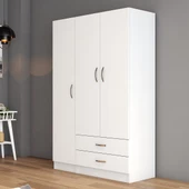 3 Kapılı İki Çekmeceli Geniş Gardrop Beyaz - GRD0501 - 1
