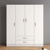 4 Kapılı İki Çekmeceli Geniş Gardrop Beyaz- GRD0601 - 2
