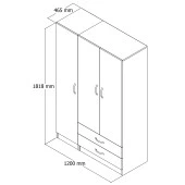 3 Kapılı İki Çekmeceli Geniş Gardrop Çam - GRD0502 - 1