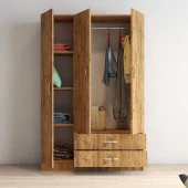 3 Kapılı İki Çekmeceli Geniş Gardrop Çam - GRD0502 - 2