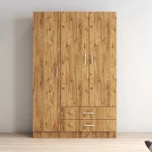 3 Kapılı İki Çekmeceli Geniş Gardrop Çam - GRD0502 - 3